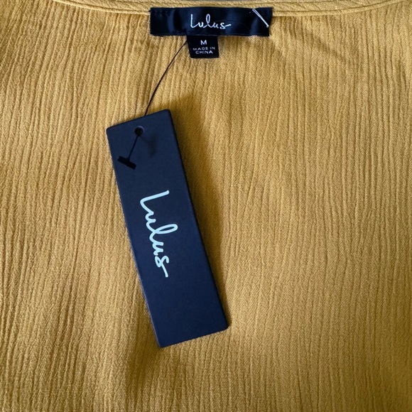 Lulus Mustard Yellow Wrap Dress Size M - Picture 10 of 14